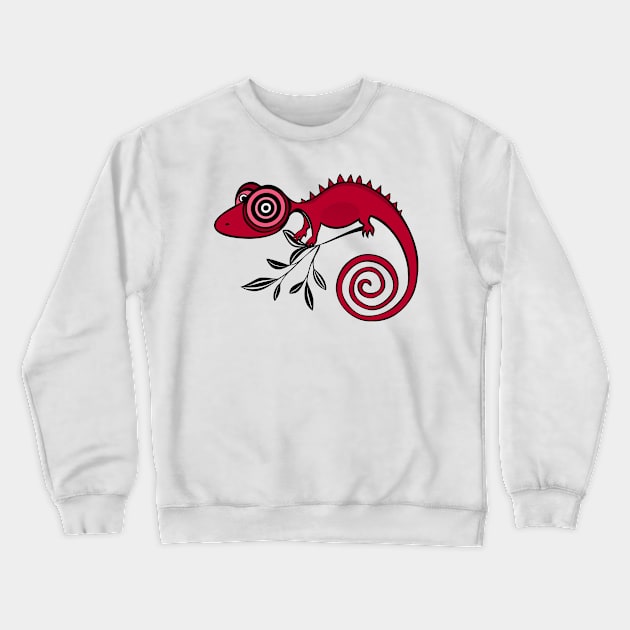 Chameleon Psychedelic Rosso Crewneck Sweatshirt by GR8DZINE